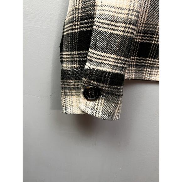 BB‎ Dakota By Steve Madden Shacket Womens Medium Plaid Buttons Boxy Anthracite - Picture 7 of 8